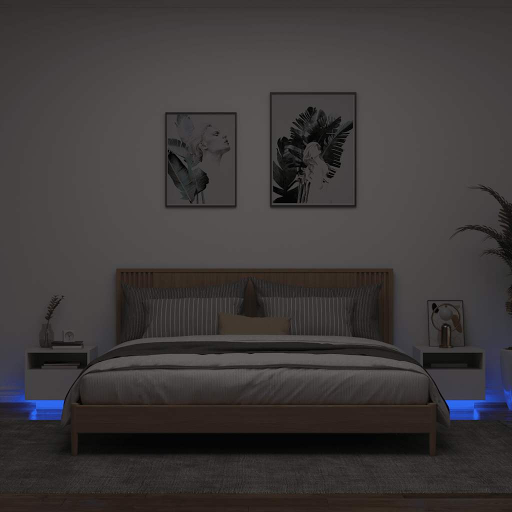 Armoires de chevet avec lumières LED 2 pcs blanc 40x39x37 cm - XIOS