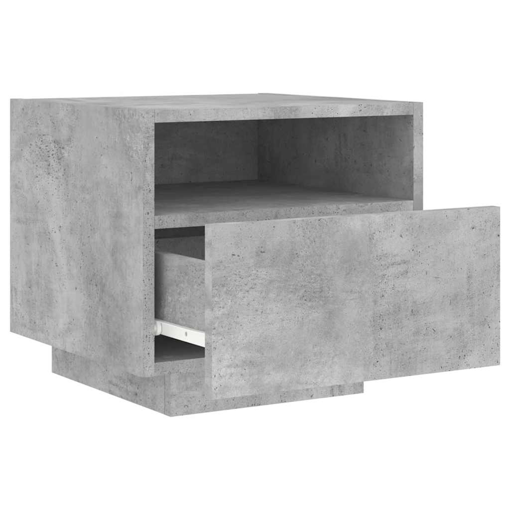 Table de chevet avec lumières LED gris béton 40x39x37 cm - XIOS