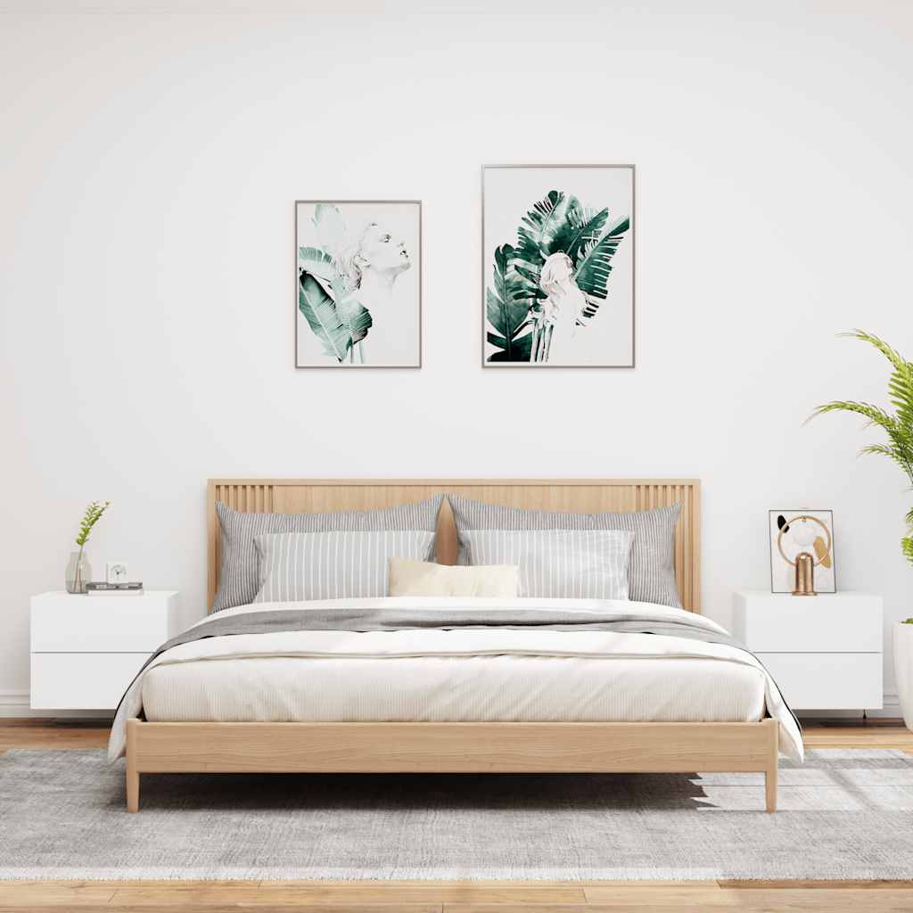 Tables de chevet murales avec lumières LED 2 pcs blanc - XIOS