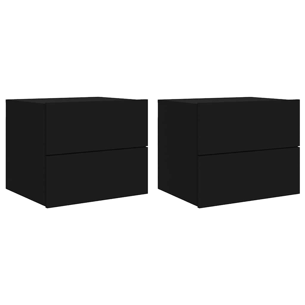 Tables de chevet murales avec lumières LED 2 pcs noir - XIOS