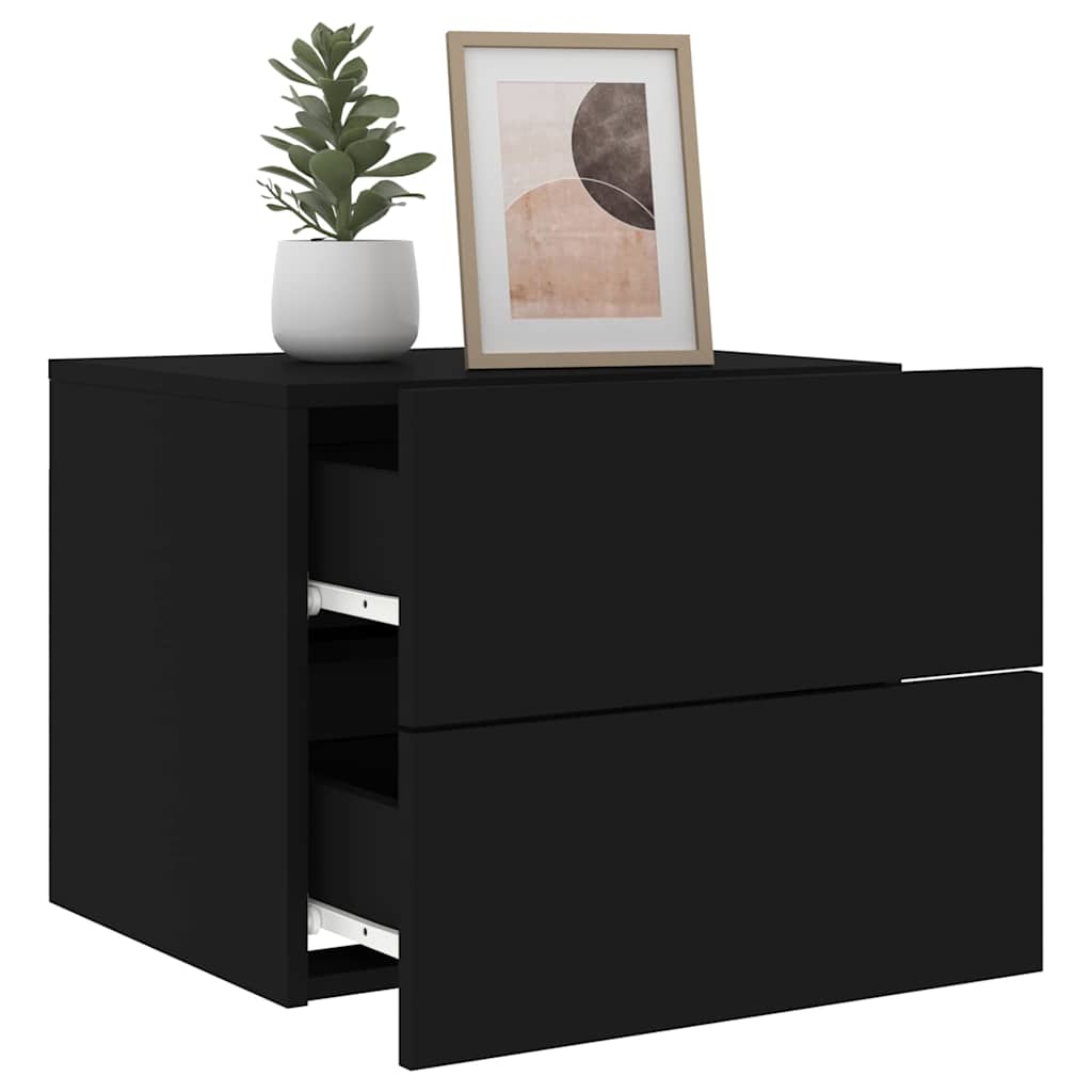 Tables de chevet murales avec lumières LED 2 pcs noir - XIOS