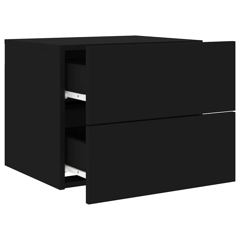 Tables de chevet murales avec lumières LED 2 pcs noir - XIOS