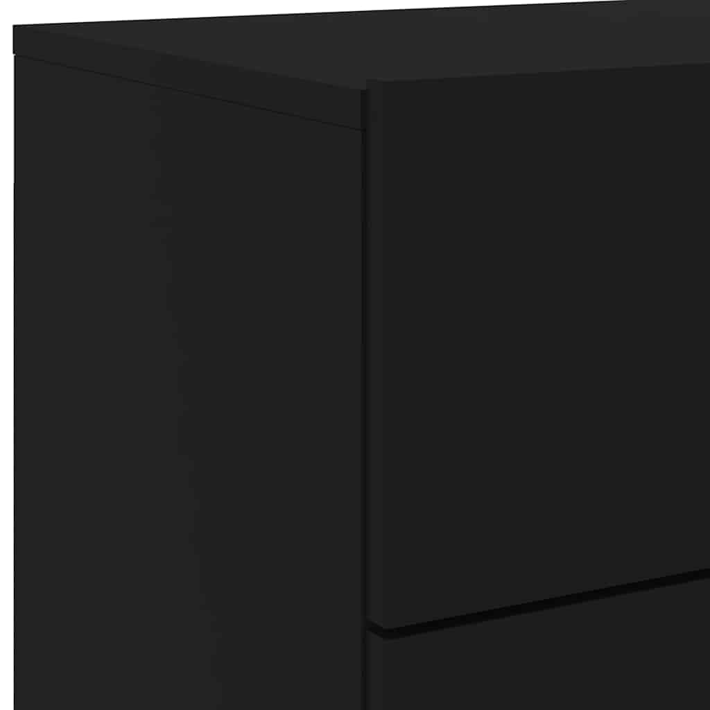 Tables de chevet murales avec lumières LED 2 pcs noir