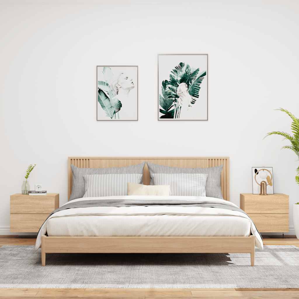 Tables de chevet murales avec lumières LED 2 pcs chêne sonoma - XIOS