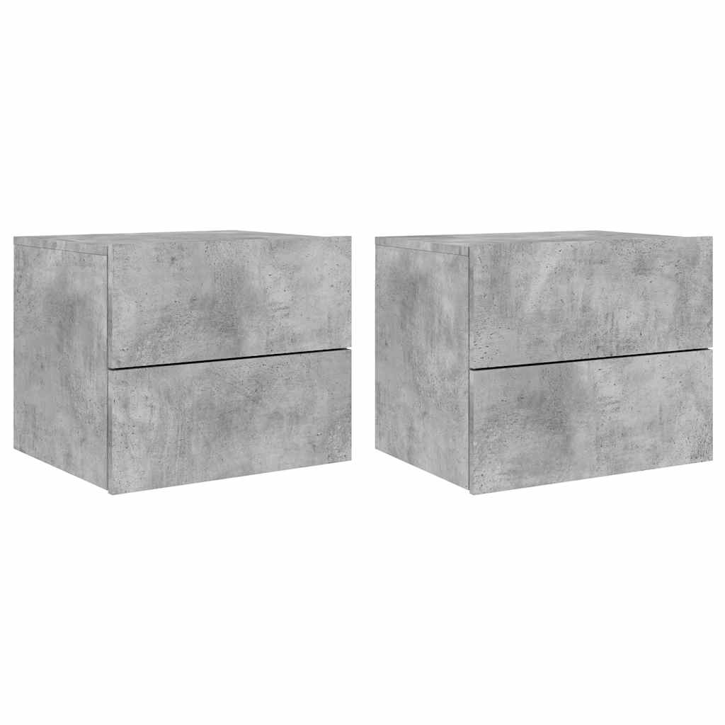 Tables de chevet murales avec lumières LED 2 pcs gris béton - XIOS