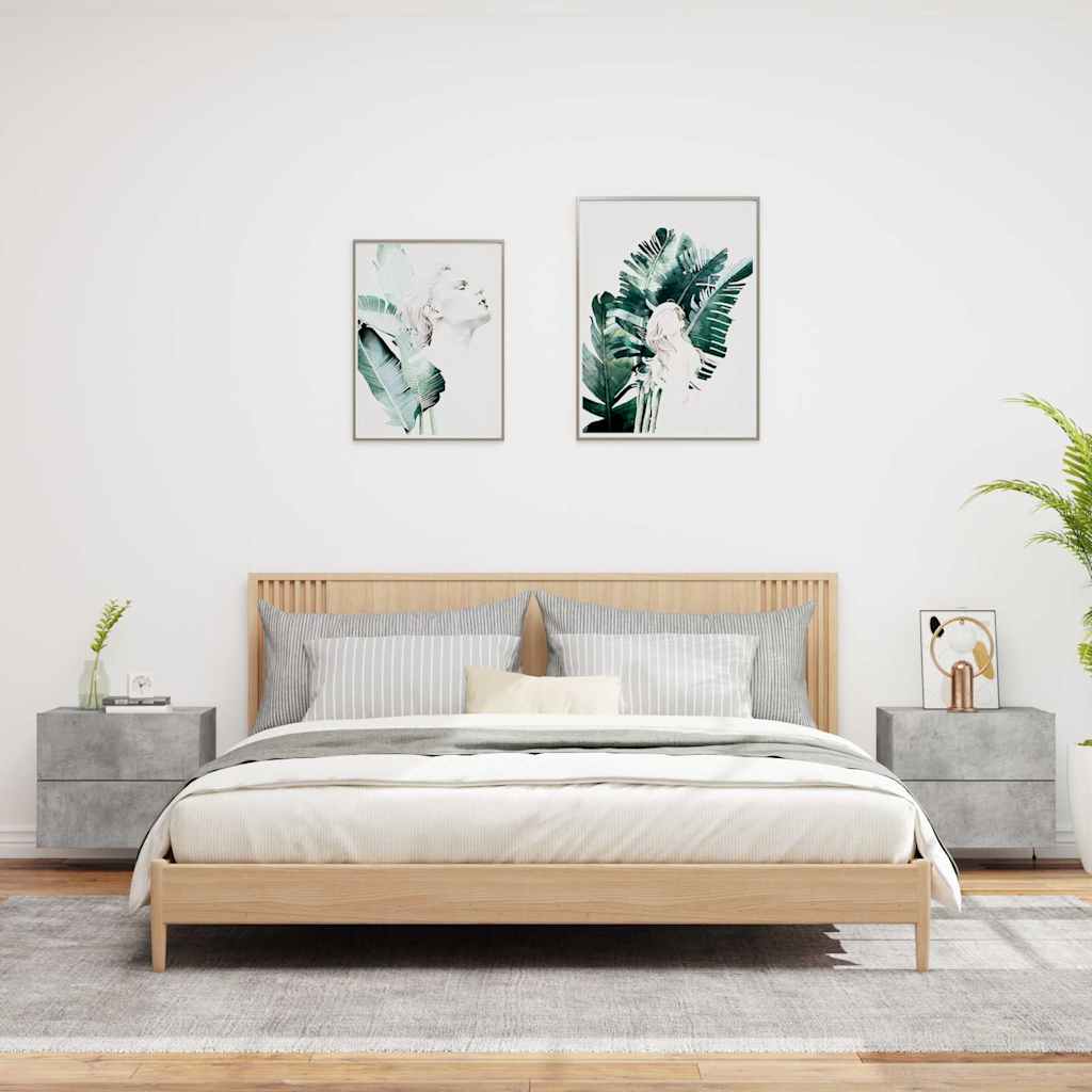 Tables de chevet murales avec lumières LED 2 pcs gris béton - XIOS