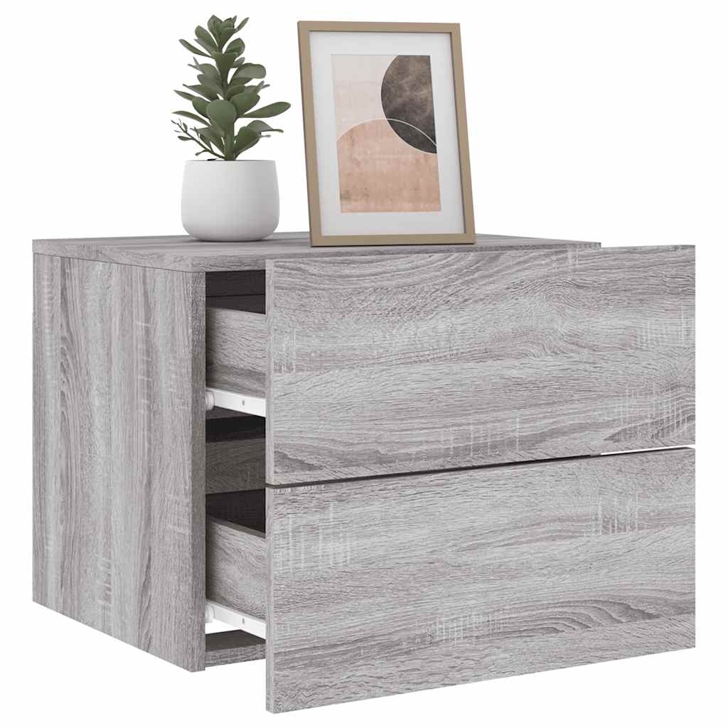 Table de chevet murale avec lumières LED sonoma gris - XIOS