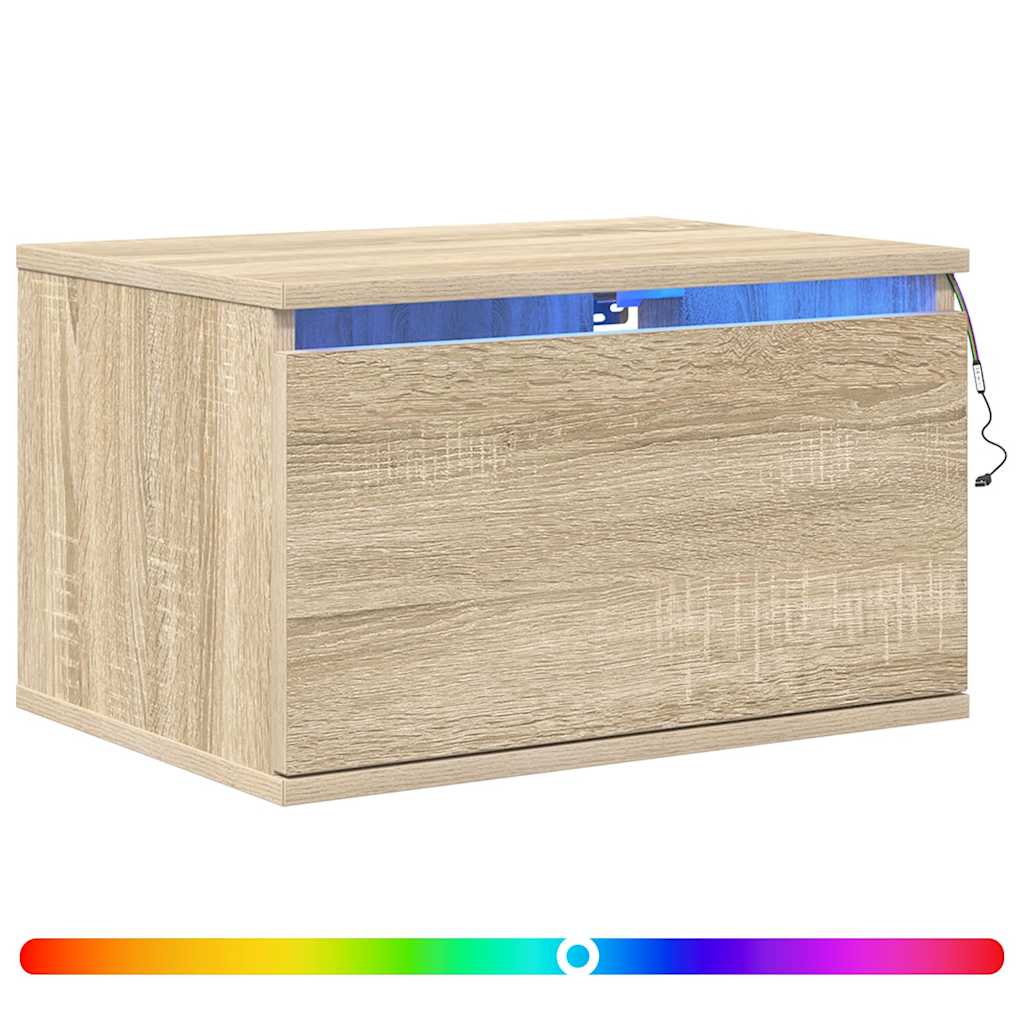 Tables de chevet murales avec lumières LED 2 pcs chêne sonoma - XIOS