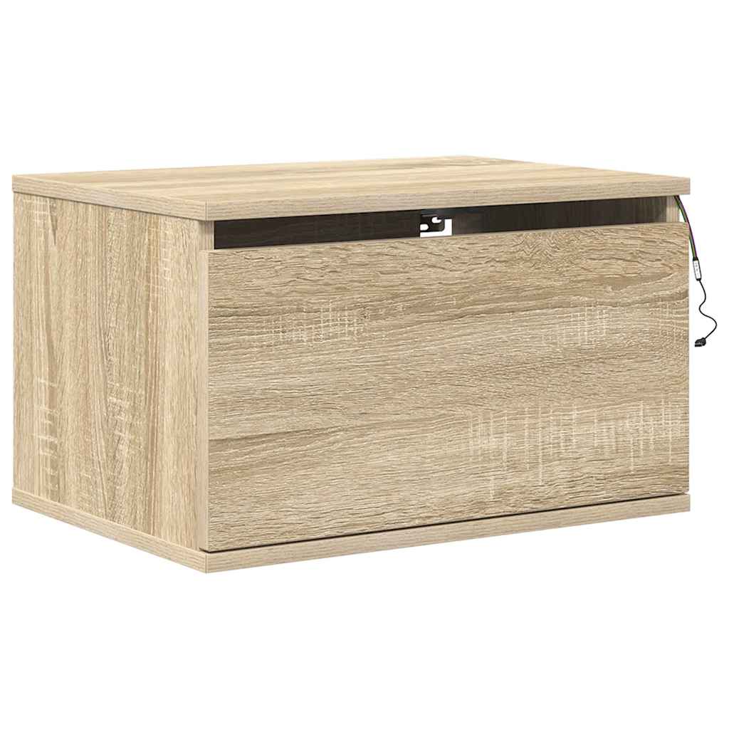 Tables de chevet murales avec lumières LED 2 pcs chêne sonoma - XIOS