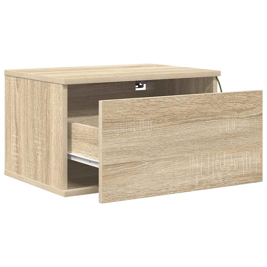 Tables de chevet murales avec lumières LED 2 pcs chêne sonoma - XIOS