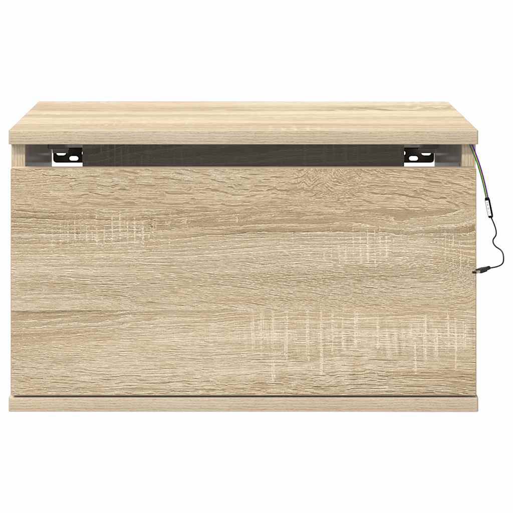 Tables de chevet murales avec lumières LED 2 pcs chêne sonoma - XIOS