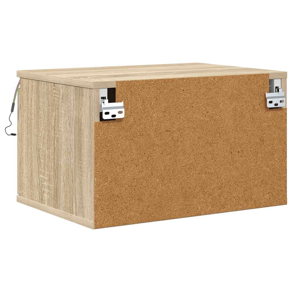 Tables de chevet murales avec lumières LED 2 pcs chêne sonoma - XIOS