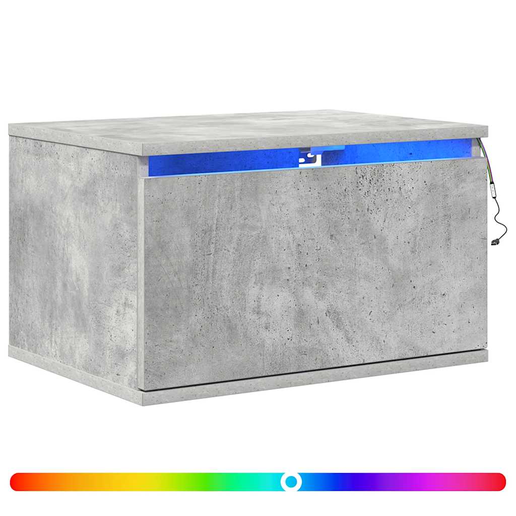 Tables de chevet murales avec lumières LED 2 pcs gris béton - XIOS