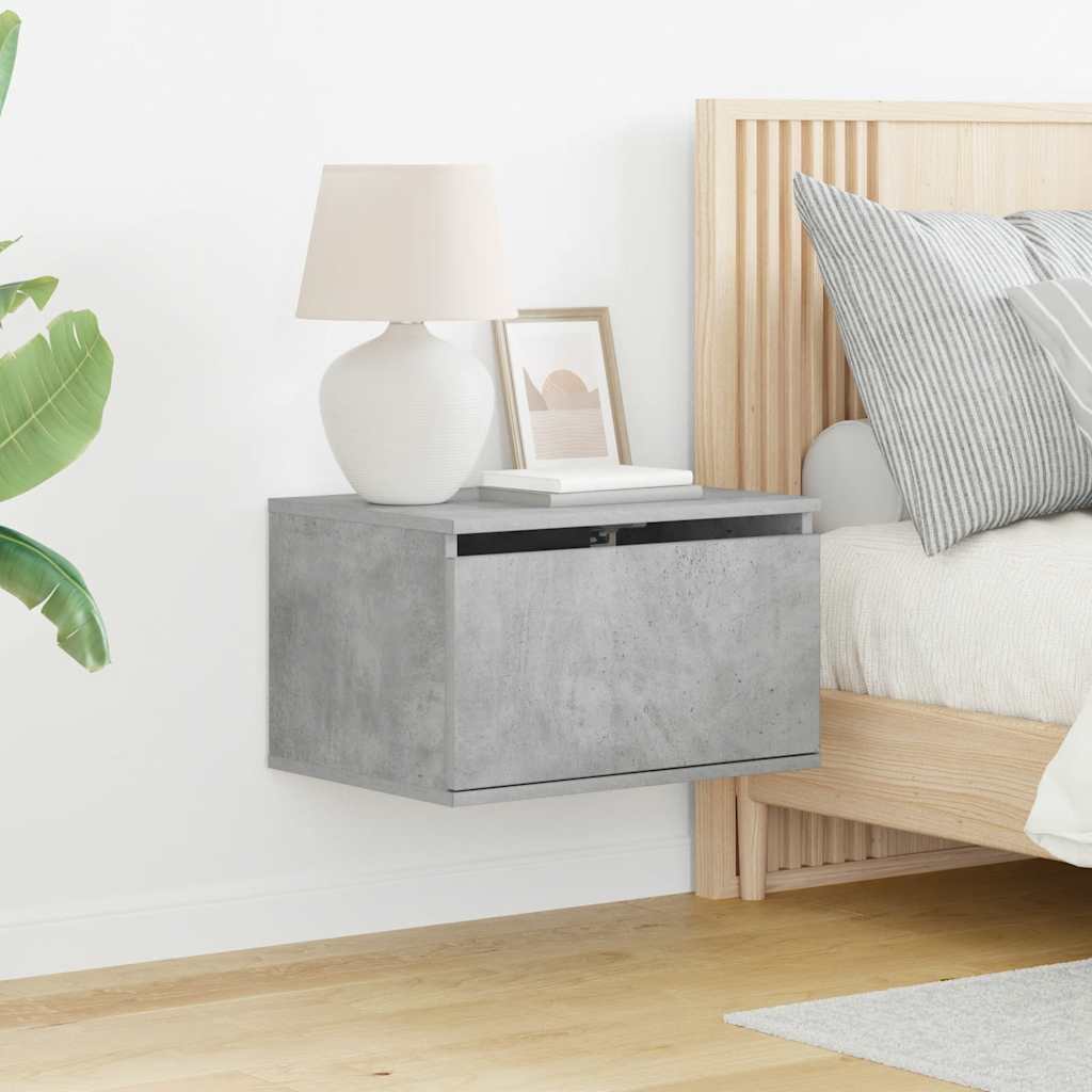 Tables de chevet murales avec lumières LED 2 pcs gris béton - XIOS