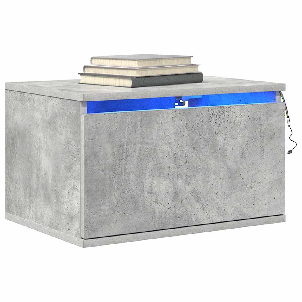 Tables de chevet murales avec lumières LED 2 pcs gris béton - XIOS