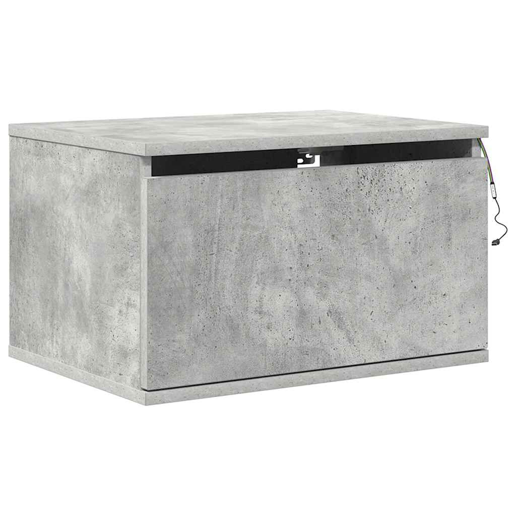 Tables de chevet murales avec lumières LED 2 pcs gris béton - XIOS