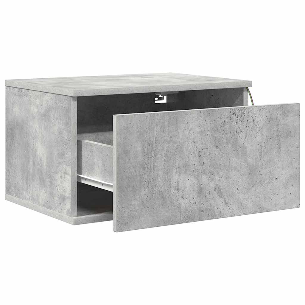 Tables de chevet murales avec lumières LED 2 pcs gris béton - XIOS