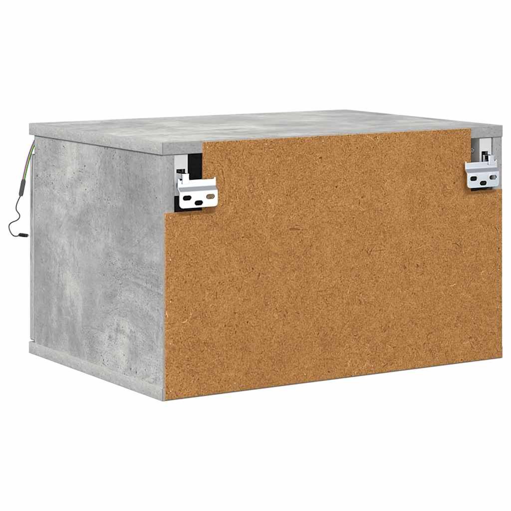Tables de chevet murales avec lumières LED 2 pcs gris béton - XIOS