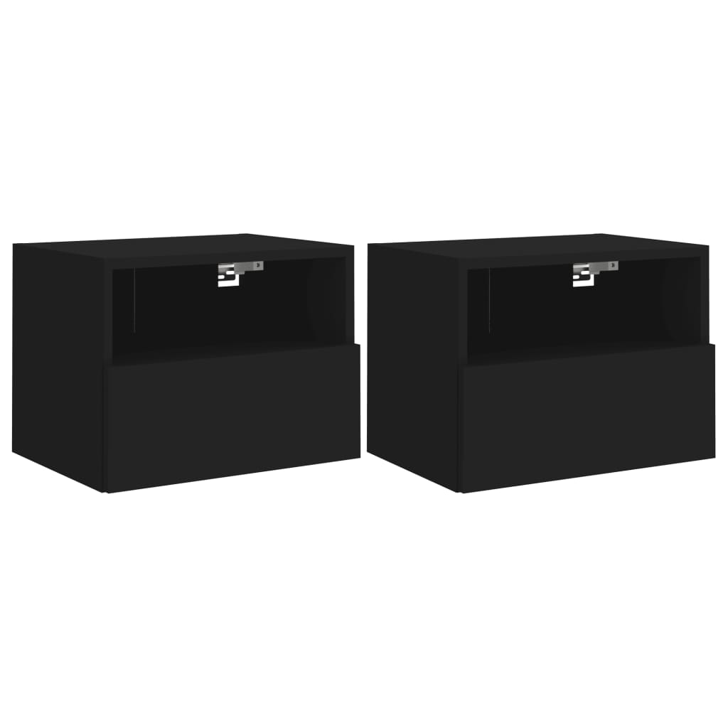 Meubles TV muraux 2 pcs noir 40x30x30 cm bois d'ingénierie - XIOS