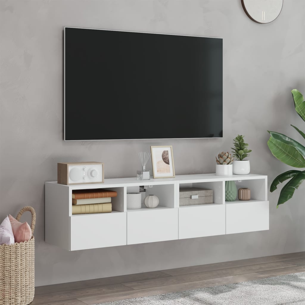 Meubles TV muraux 2 pcs blanc 60x30x30 cm bois d'ingénierie - XIOS
