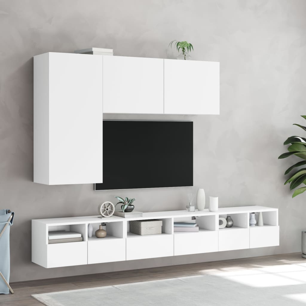 Meubles TV muraux 2 pcs blanc 60x30x30 cm bois d'ingénierie - XIOS