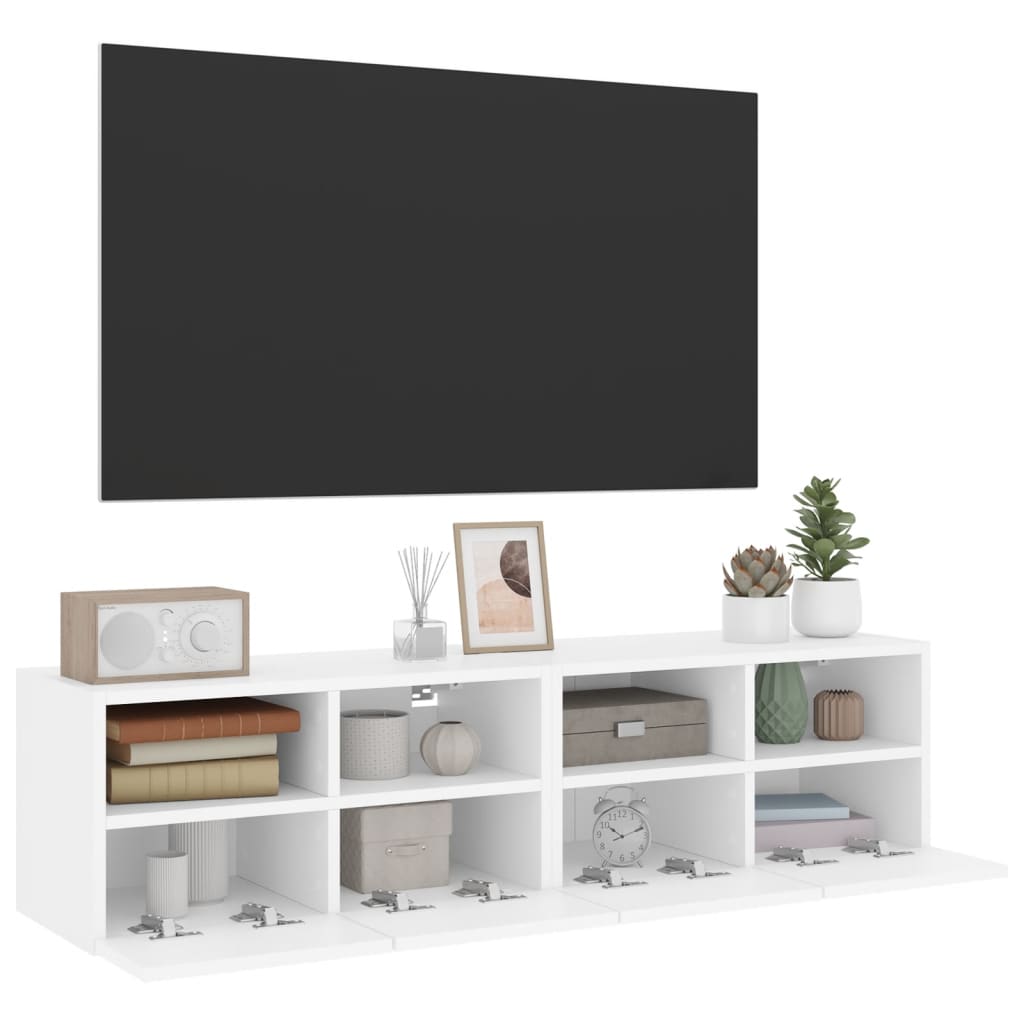 Meubles TV muraux 2 pcs blanc 60x30x30 cm bois d'ingénierie - XIOS