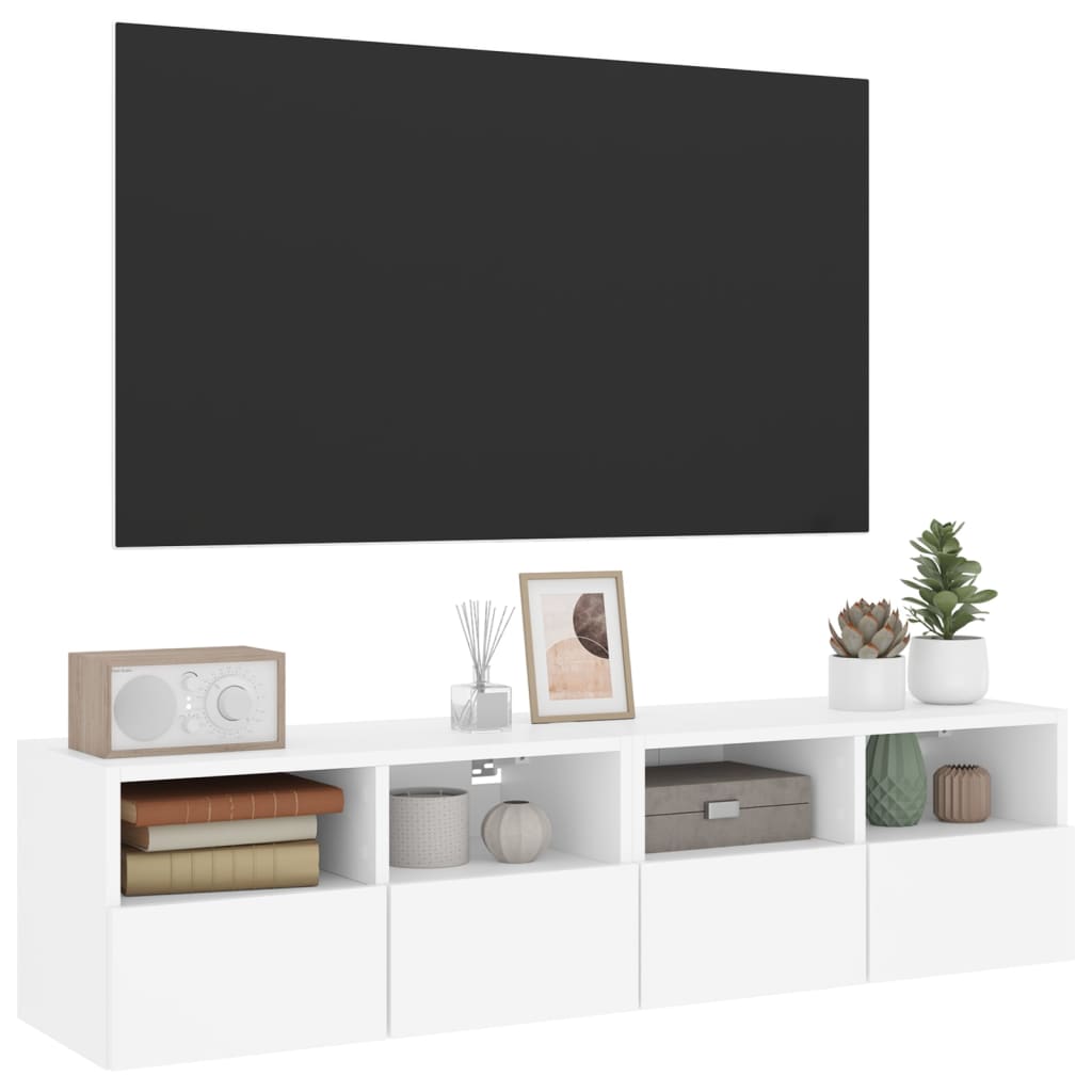 Meubles TV muraux 2 pcs blanc 60x30x30 cm bois d'ingénierie - XIOS