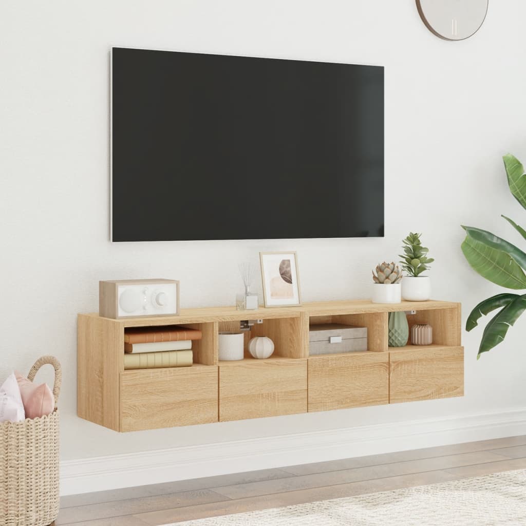 Meubles TV muraux 2 pcs chêne sonoma 60x30x30cm bois ingénierie - XIOS