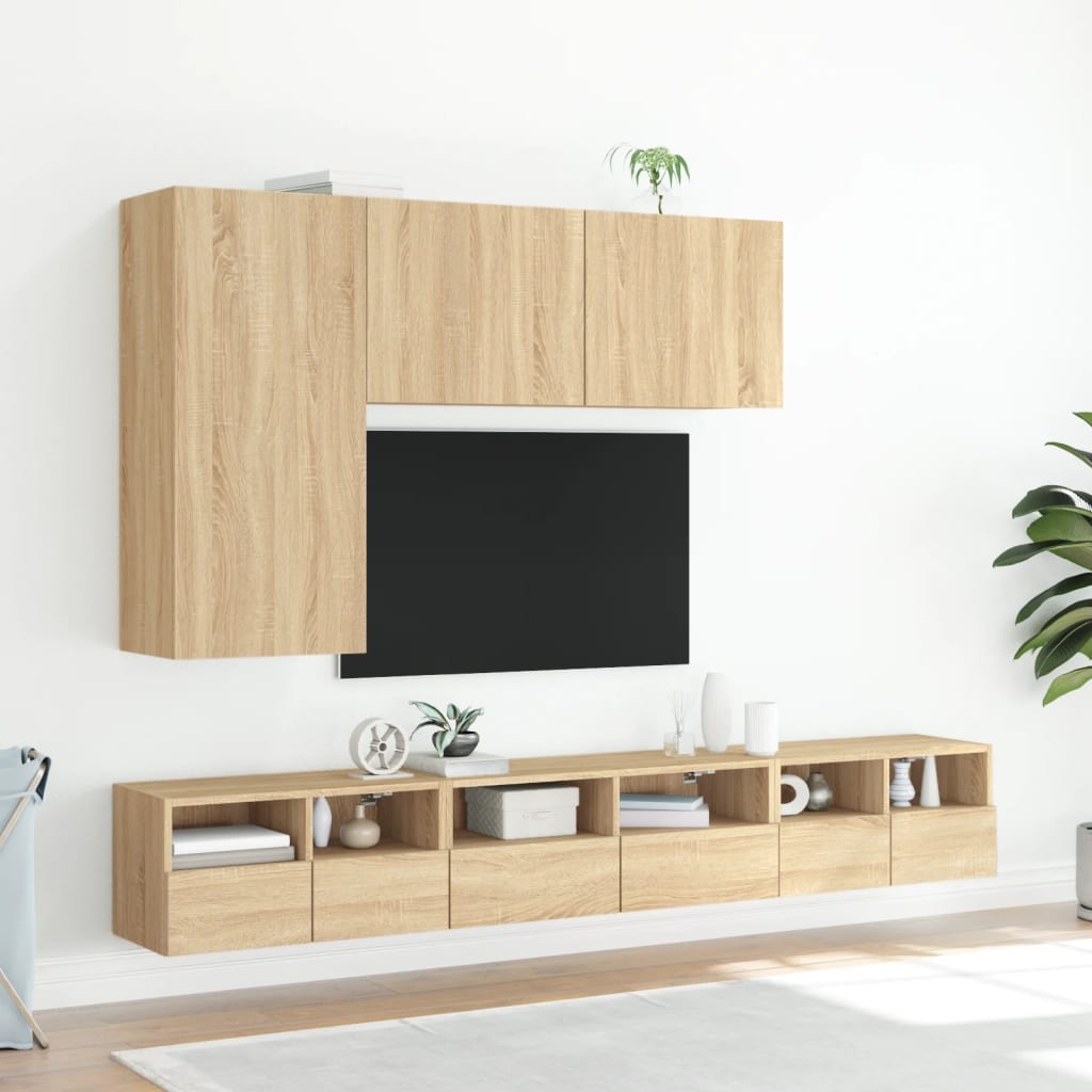 Meubles TV muraux 2 pcs chêne sonoma 60x30x30cm bois ingénierie - XIOS