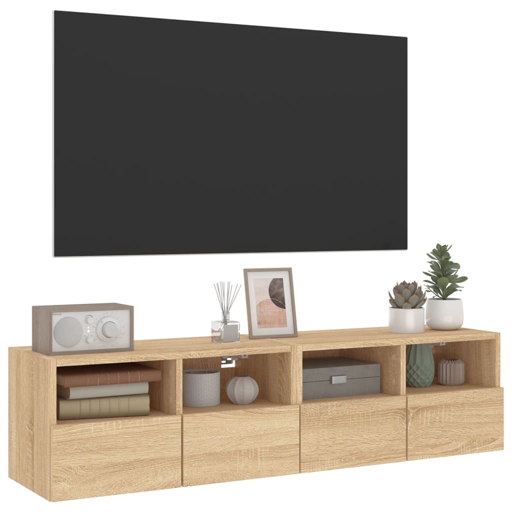 Meubles TV muraux 2 pcs chêne sonoma 60x30x30cm bois ingénierie - XIOS