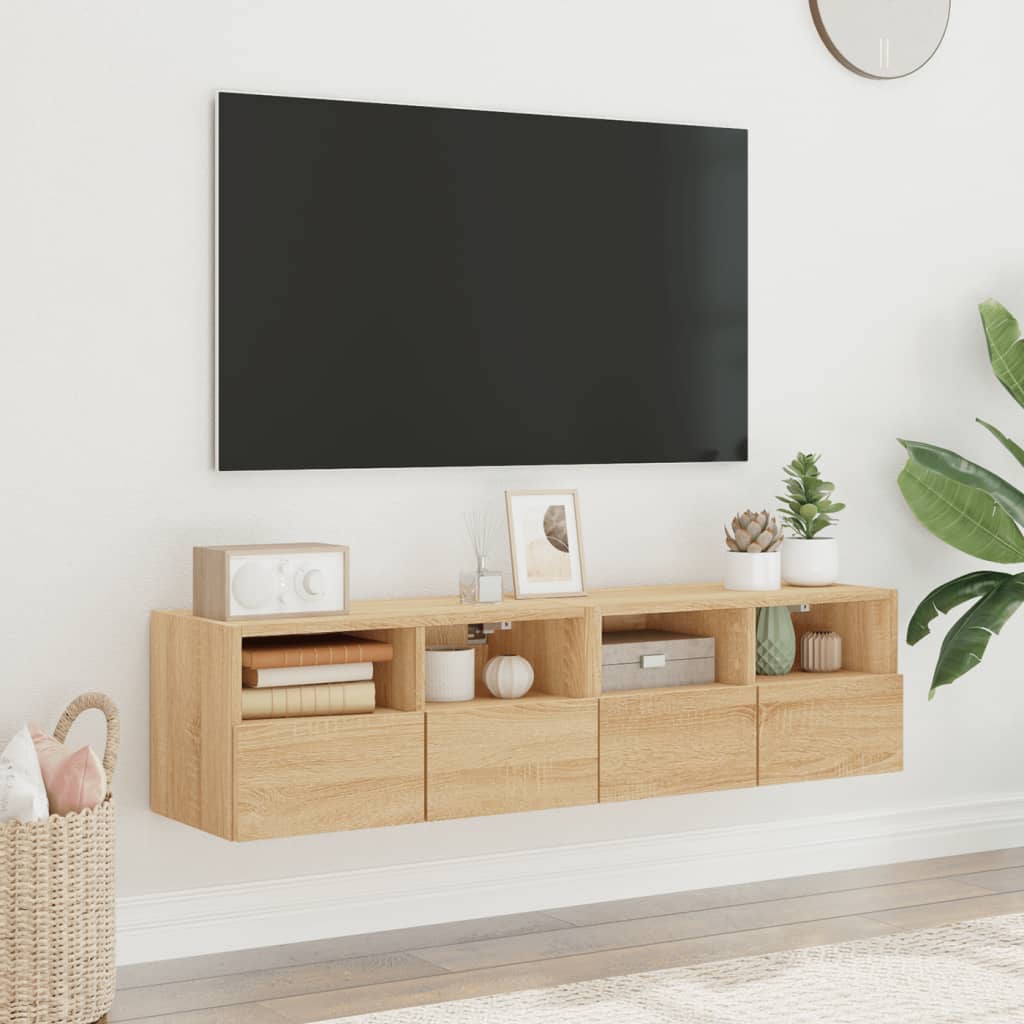 Meubles TV muraux 2 pcs chêne sonoma 60x30x30cm bois ingénierie - XIOS