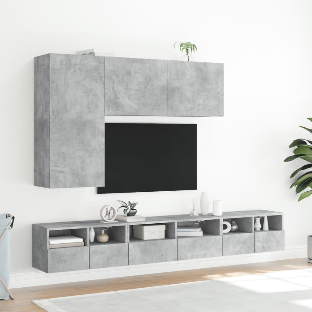 Meuble TV mural gris béton 60x30x30 cm bois d'ingénierie - XIOS