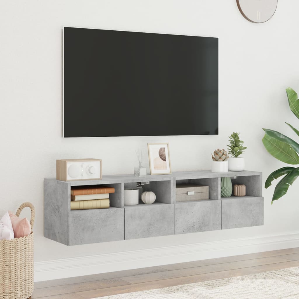 Meubles TV muraux 2 pcs gris béton 60x30x30cm bois d'ingénierie - XIOS