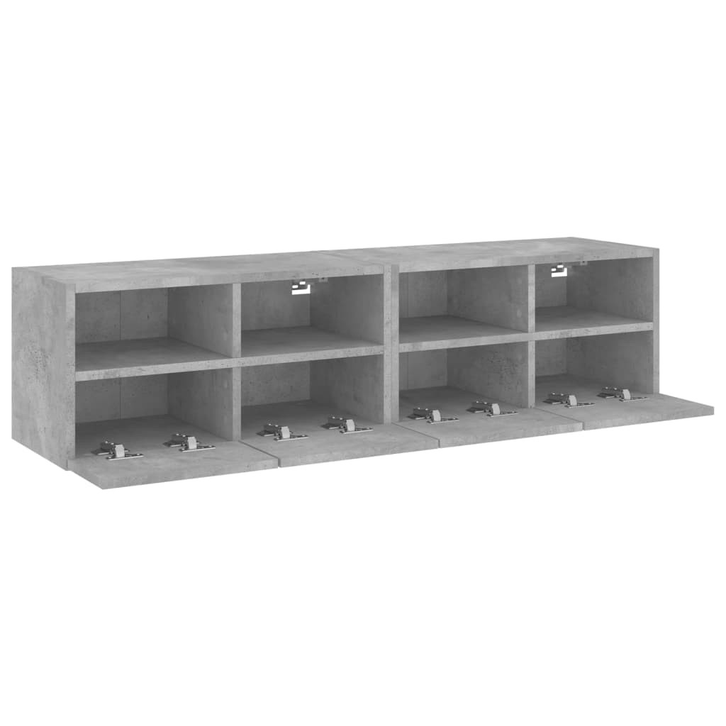 Meubles TV muraux 2 pcs gris béton 60x30x30cm bois d'ingénierie - XIOS