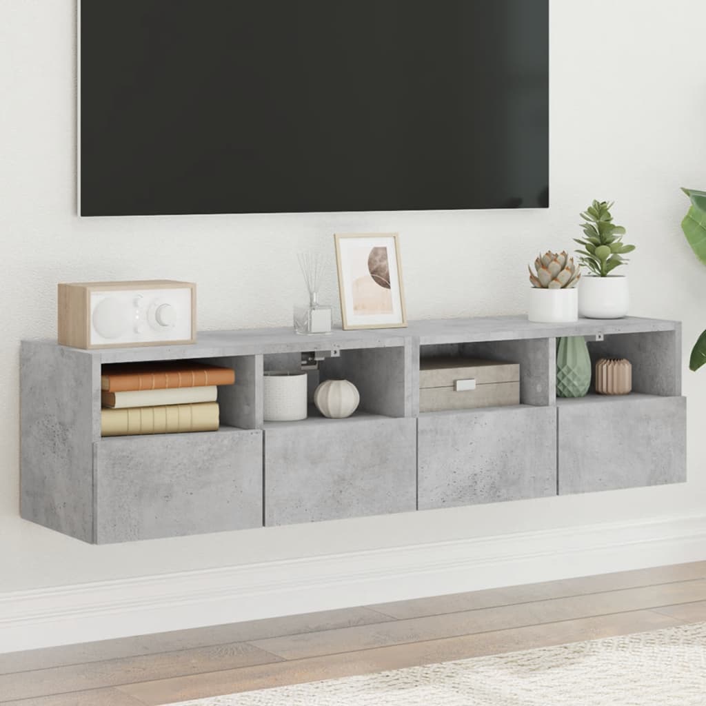 Meubles TV muraux 2 pcs gris béton 60x30x30cm bois d'ingénierie - XIOS