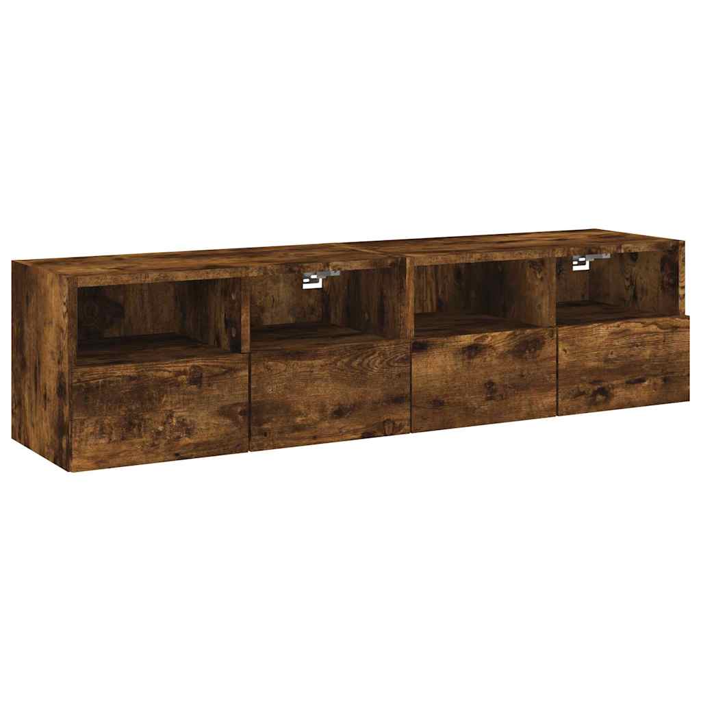 Meubles TV muraux 2 pcs chêne fumé 60x30x30cm bois d'ingénierie - XIOS