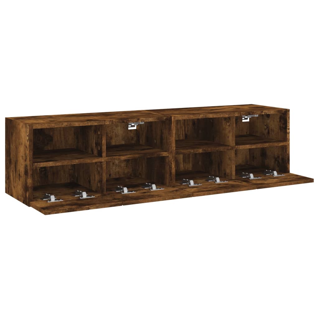 Meubles TV muraux 2 pcs chêne fumé 60x30x30cm bois d'ingénierie - XIOS
