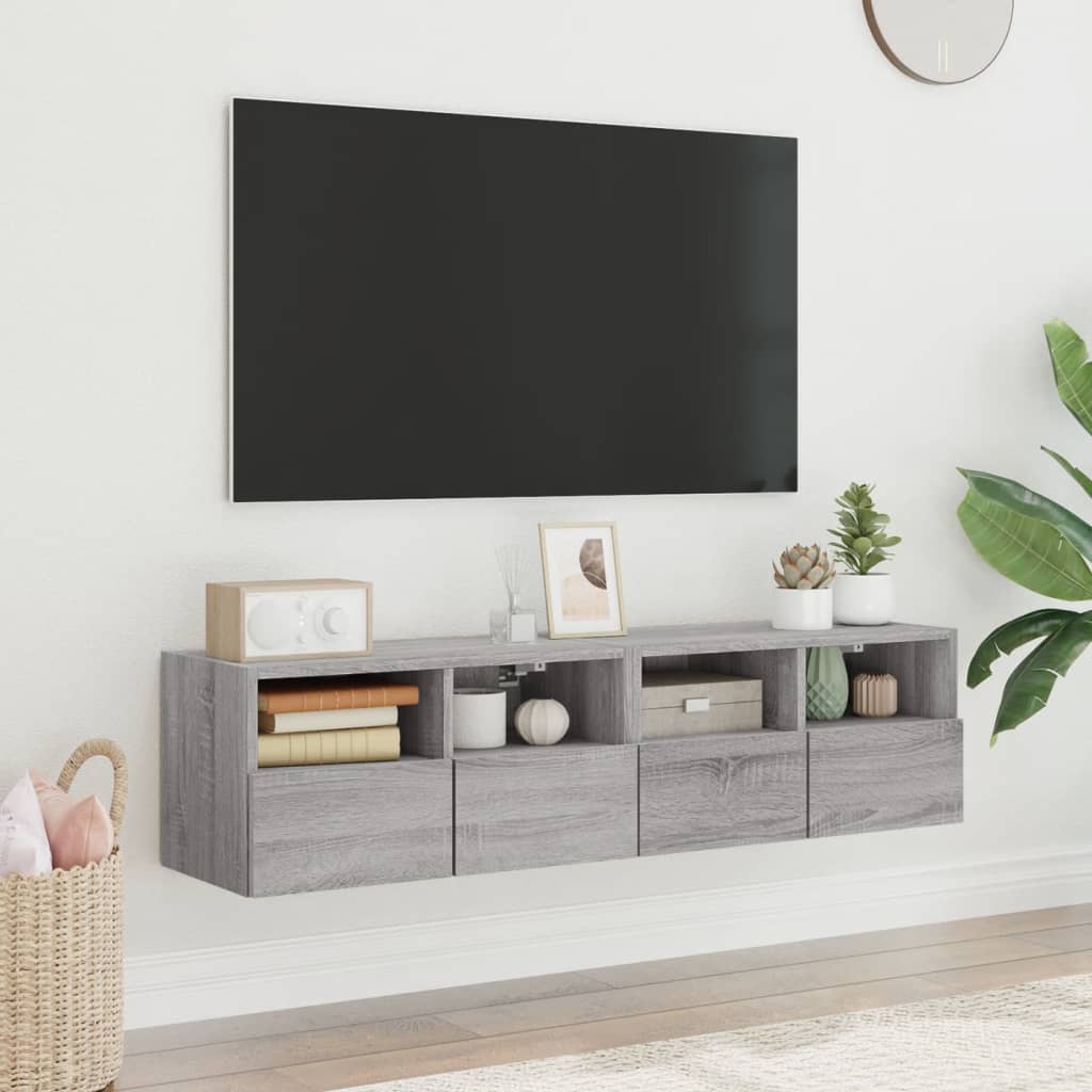 Meubles TV muraux 2pcs sonoma gris 60x30x30cm bois d'ingénierie - XIOS
