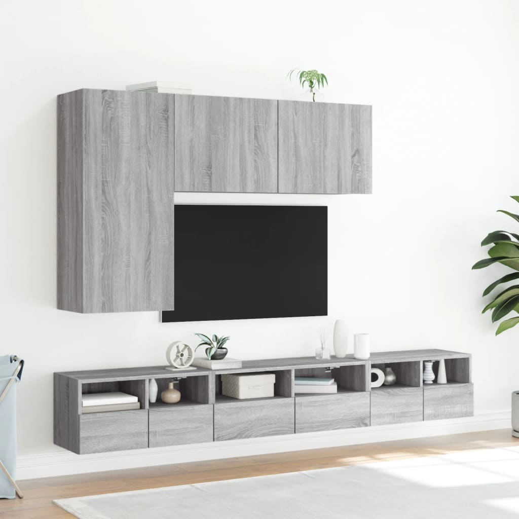 Meubles TV muraux 2pcs sonoma gris 60x30x30cm bois d'ingénierie - XIOS