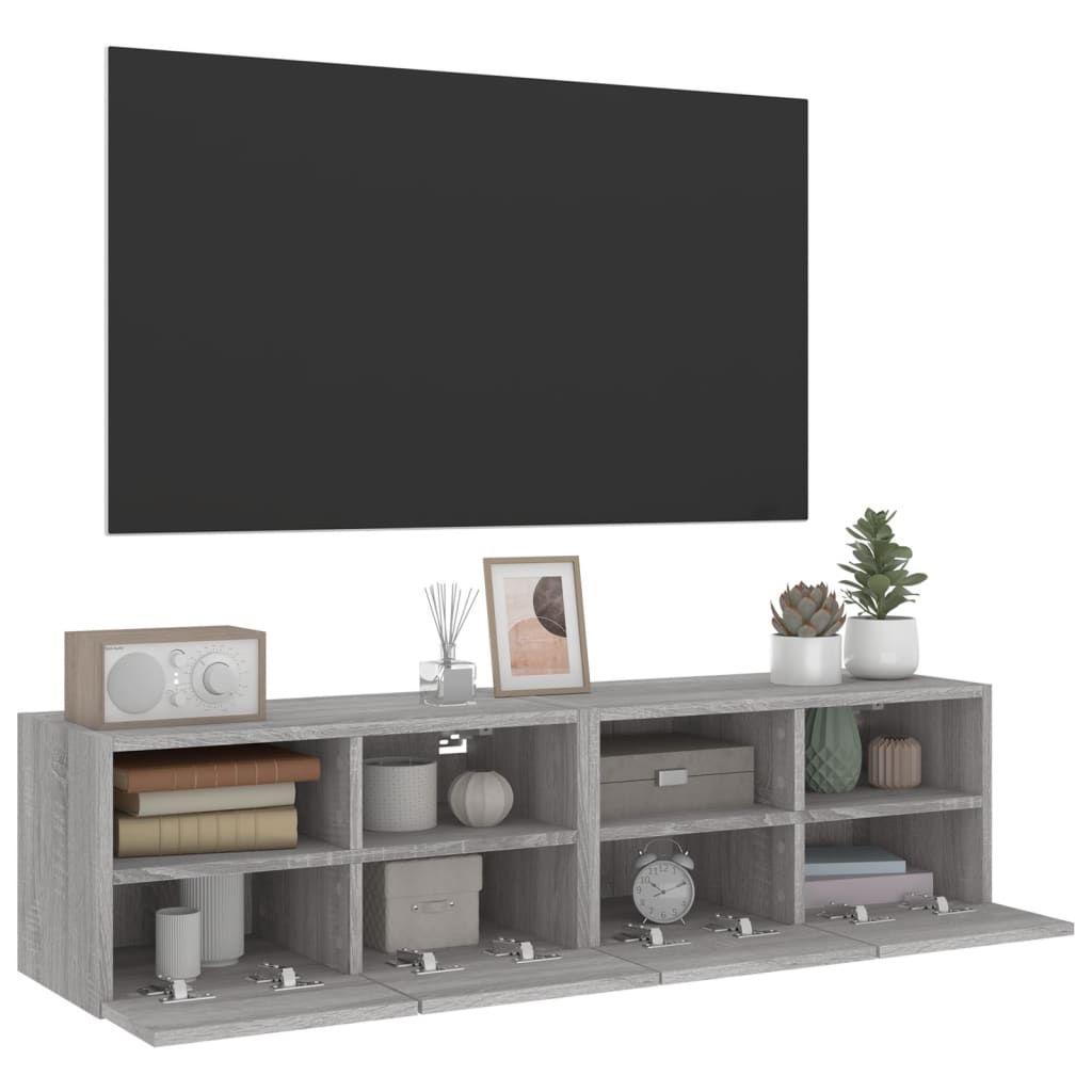 Meubles TV muraux 2pcs sonoma gris 60x30x30cm bois d'ingénierie - XIOS