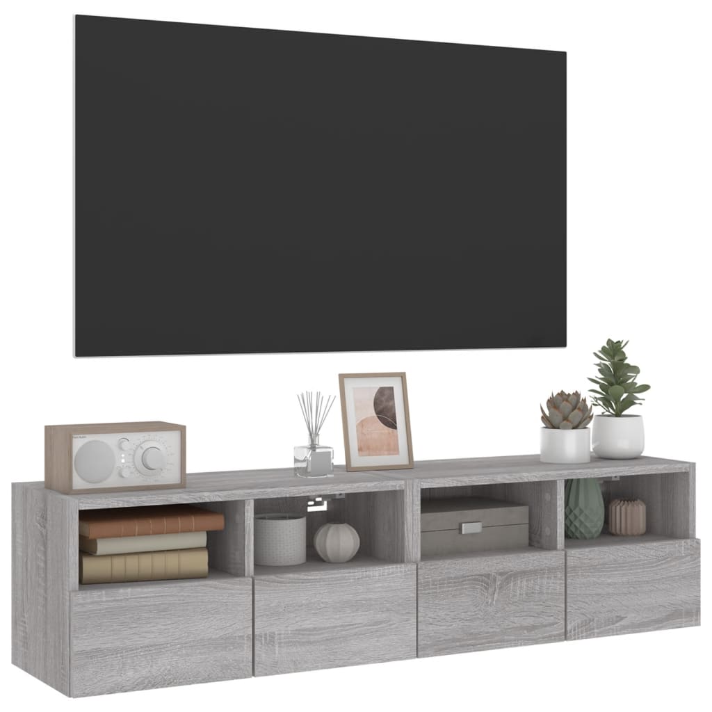 Meubles TV muraux 2pcs sonoma gris 60x30x30cm bois d'ingénierie - XIOS