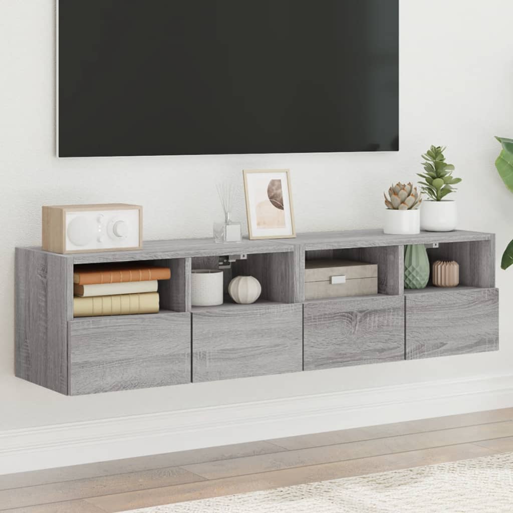 Meubles TV muraux 2pcs sonoma gris 60x30x30cm bois d'ingénierie - XIOS