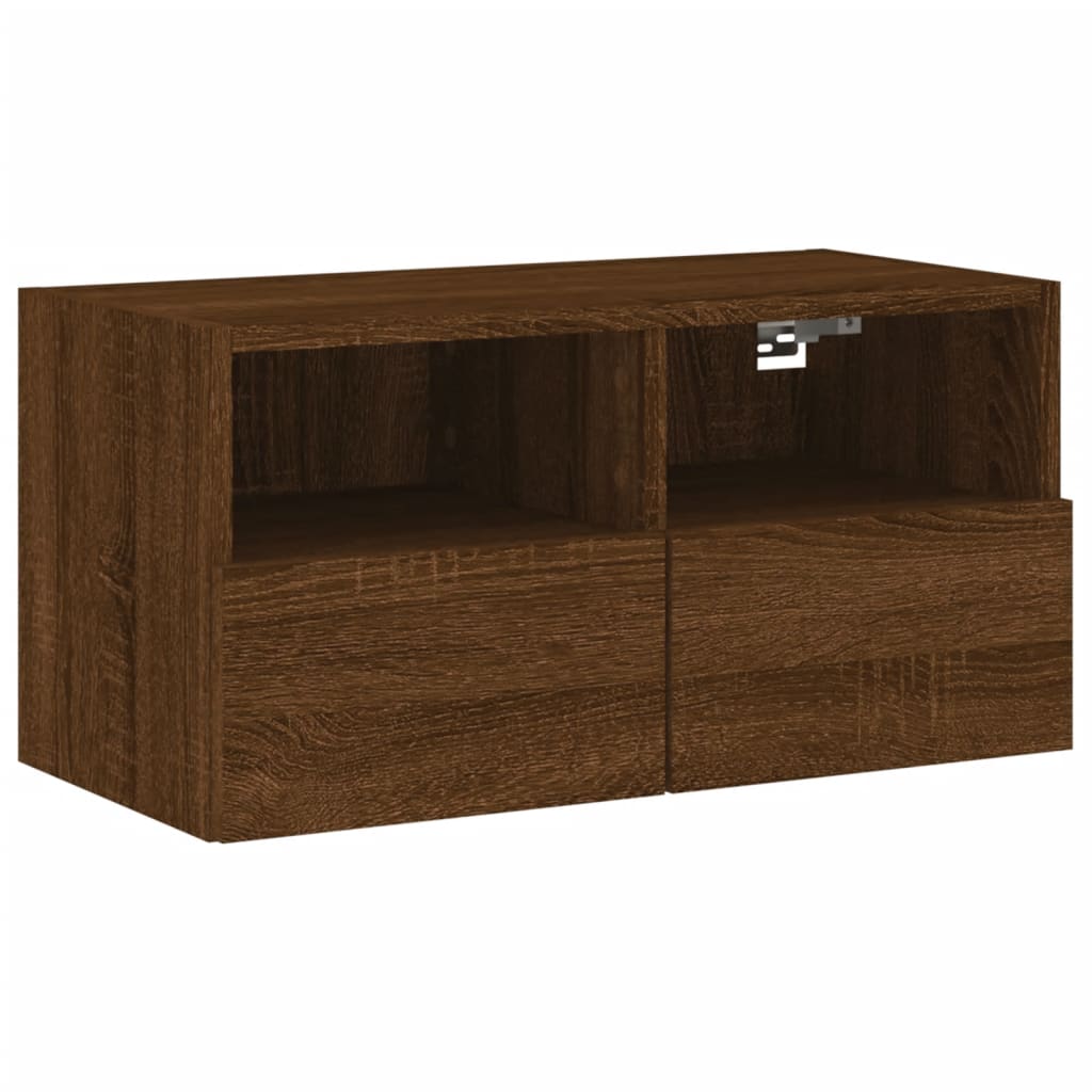 Meuble TV mural chêne marron 60x30x30 cm bois d'ingénierie - XIOS