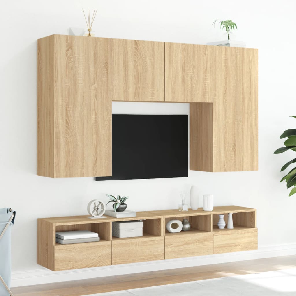 Meubles TV muraux 2 pcs chêne sonoma 80x30x30cm bois ingénierie - XIOS