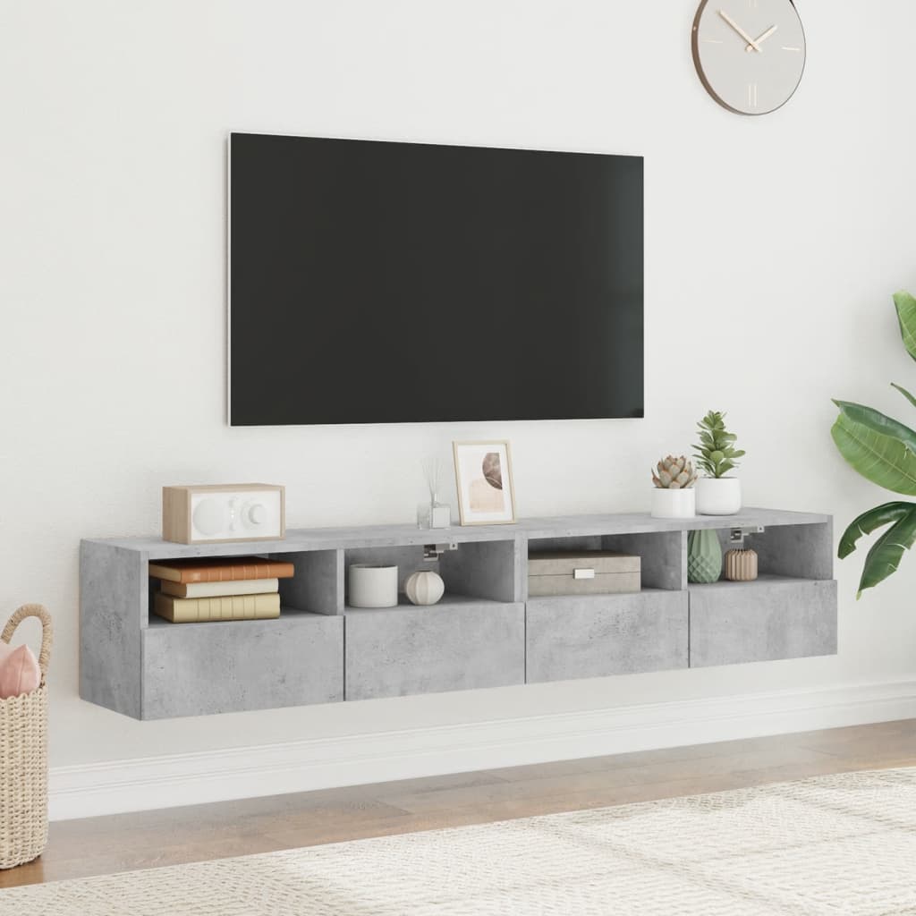 Meubles TV muraux 2 pcs gris béton 80x30x30cm bois d'ingénierie - XIOS