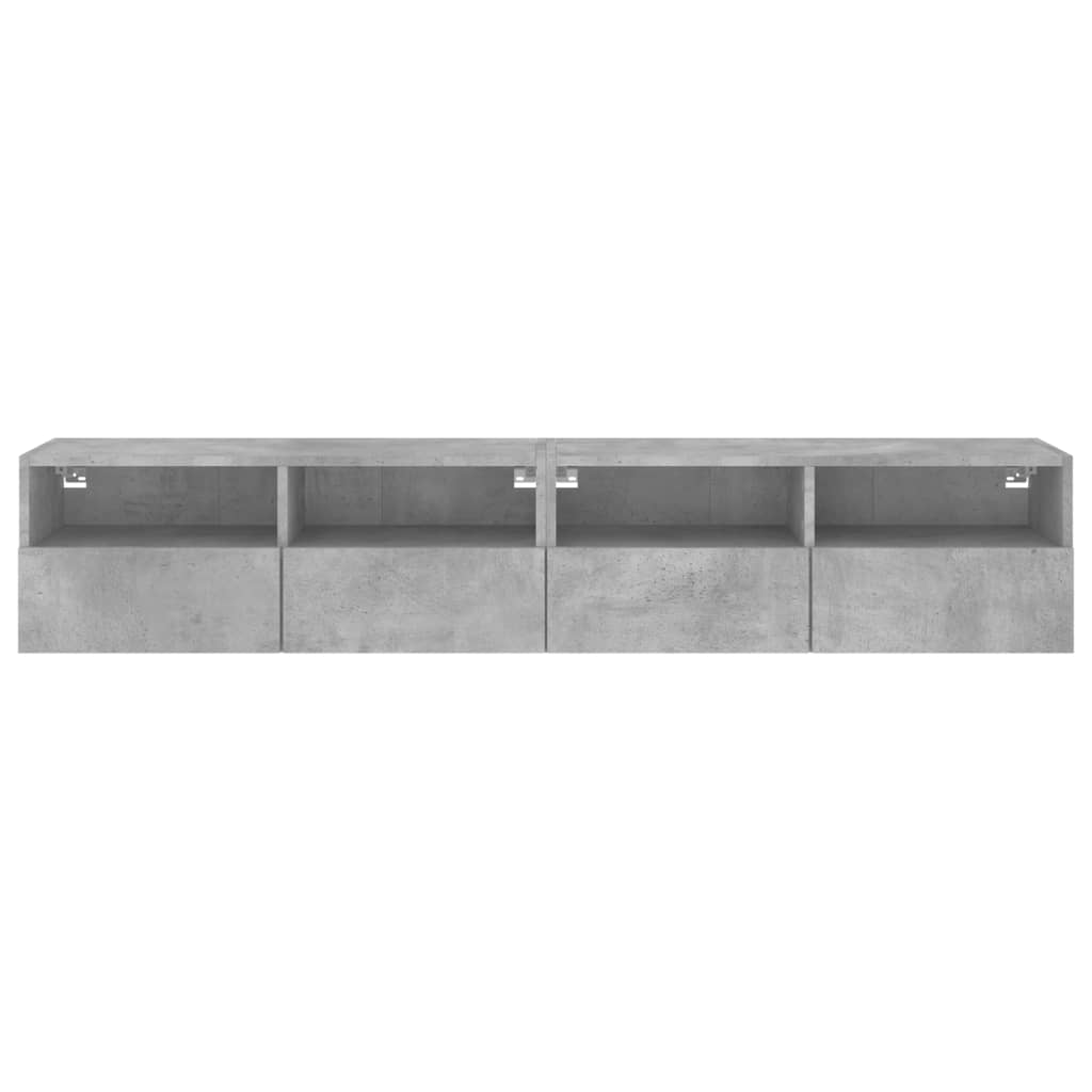 Meubles TV muraux 2 pcs gris béton 80x30x30cm bois d'ingénierie - XIOS