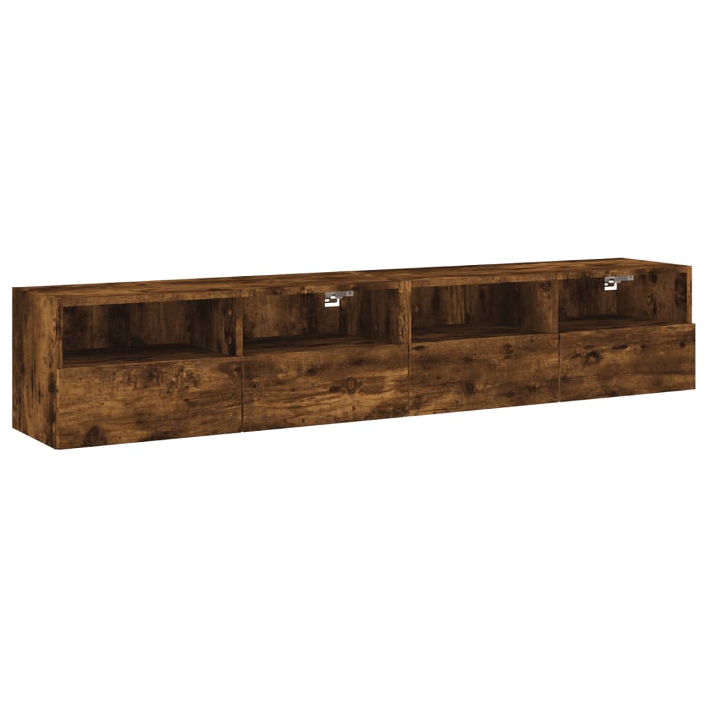 Meubles TV muraux 2 pcs chêne fumé 80x30x30cm bois d'ingénierie - XIOS