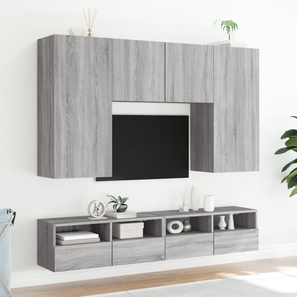 Meuble TV mural sonoma gris 80x30x30 cm bois d'ingénierie - XIOS