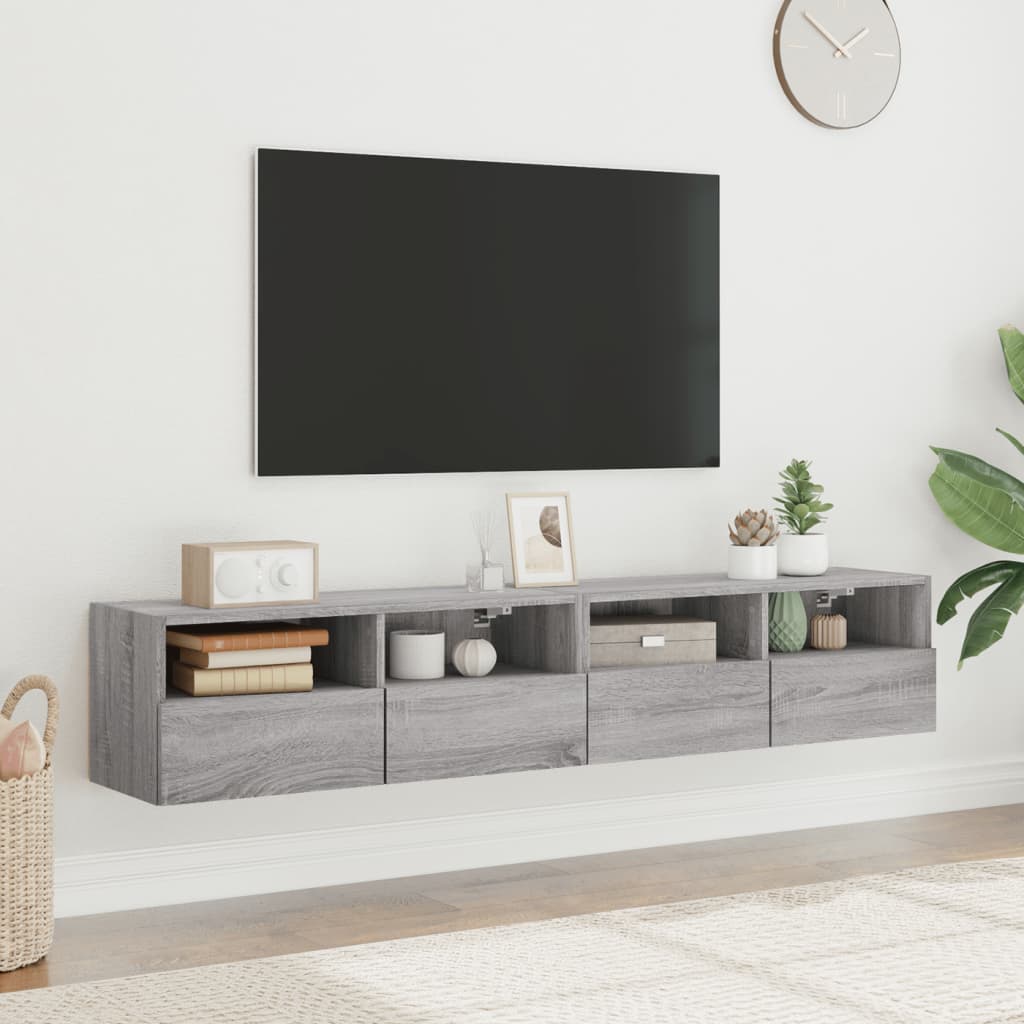 Meubles TV muraux 2pcs sonoma gris 80x30x30cm bois d'ingénierie - XIOS