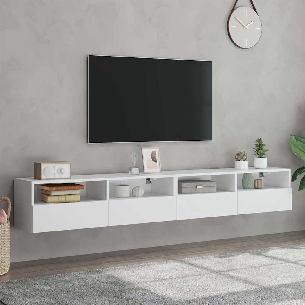 Meubles TV muraux 2 pcs blanc 100x30x30 cm bois d'ingénierie - XIOS